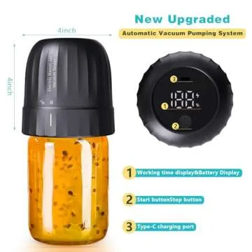 3 IN 1 Electric Vacuum Sealer Kit for Wide Mouth and Regular Mouth Mason Jars, Food Sealed Bags (Black)