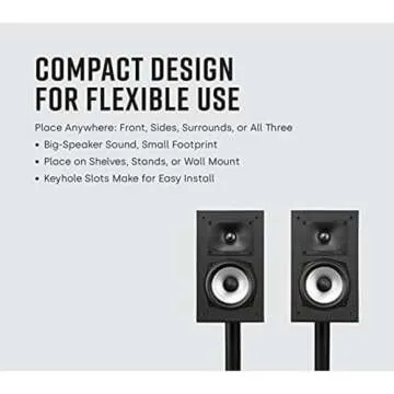 Polk Monitor XT15 Pair of Bookshelf or Surround Speakers - Hi-Res Audio Certified, Dolby Atmos & DTS:X Compatible, 1" Terylene Tweeter & 5.25" Dynamically Balanced Woofer (Pair, Midnight Black)