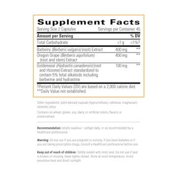 Integrative Therapeutics - Berberine Complex - Berberine Supplement with Oregon Grape and Goldenseal Root Extract - Vegan Supplement - 90 Capsules