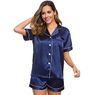 Luxury SWOMOG Women's Silk Satin Pajamas Set for Comfort
