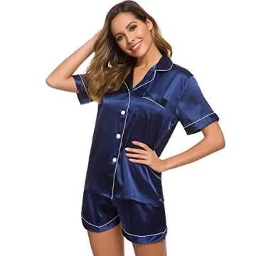 Luxury SWOMOG Women's Silk Satin Pajamas Set for Comfort