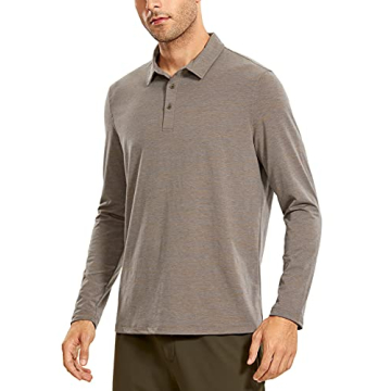 CRZ YOGA Men's Long Sleeve Golf Polo Shirts Quick Dry Athletic T-Shirts Moisture Wicking Gym Workout...