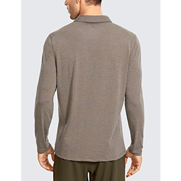 CRZ YOGA Men's Long Sleeve Golf Polo - Quick Dry Activewear