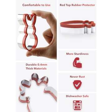 3-Piece Easter Fun Cookie Cutters, Bunny, Egg & Carrot, Food-Grade Steel