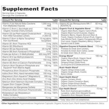 NATURELO Mens Multivitamins - Whole Food Multivitamin for Men with Vitamins, Minerals - 240 Vegetarian Capsules for Energy, Brain, Heart, Eye Health*