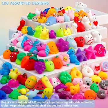 Mochi Squishy Toys 100-Pack: Kawaii Party Favors & Stress Relief