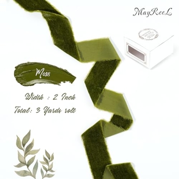 MAYREEL Moss Green Velvet Ribbon for Weddings and More