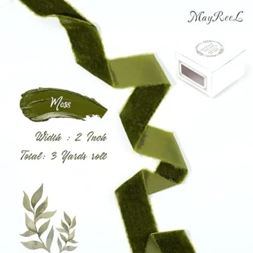MAYREEL Moss Green Velvet Ribbon for Weddings and More