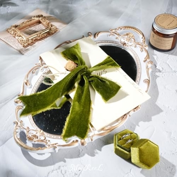 MAYREEL Moss Green Velvet Ribbon for Weddings and More