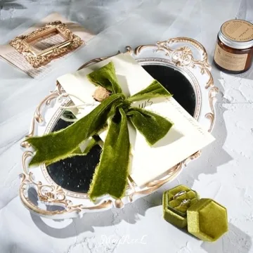 MAYREEL Moss Green Velvet Ribbon for Weddings and More