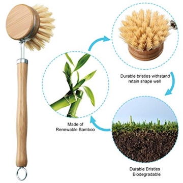Cosumina Bamboo Kitchen Brush - Sustainable Dish Cleaning Tool