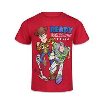 Disney Pixar Toy Story Woody Buzz Lightyear Forky Alien Rex Slinky Dog Big Boys 4 Pack T-Shirts Big ...