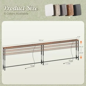 Adjustable Huuger Sofa Table with USB & AC Outlets