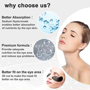 Permotary 30 Pairs Gel Collagen Eye Pads,Crystal Collagen Under Eye Mask for Moisturizing,Reducing Fine Lines&Dark Circles& Puffy Eyes Under Eye Patch for Women Men, Black