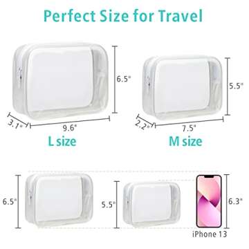 F-color Clear Makeup Bags 2 Pack - TSA Approved Toiletry Bags in 2 Sizes for Travel Essentials