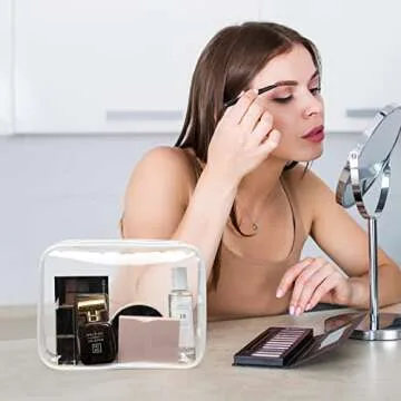 F-color Clear Makeup Bags Set TSA Approved, 2 Sizes