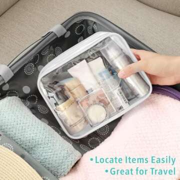 F-color Clear Makeup Bags Set TSA Approved, 2 Sizes