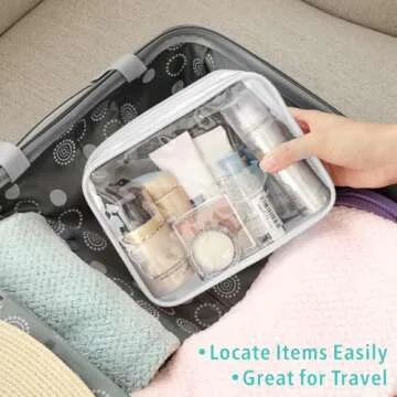 F-color Clear Makeup Bags Set TSA Approved, 2 Sizes
