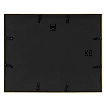 Golden State Art, 16x20 Picture Frame Gold Aluminum (Shiny Brushed) Display Pictures 11x14 with Mat or 16x20 Without Mat Wall Mounting Real Glass Metal Photo Frame