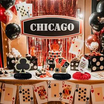 9 Pieces Casino Theme Party Decorations - 3D Honeycomb Centerpieces