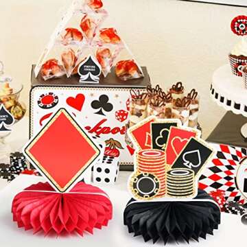 Vibrant Casino Theme 3D Honeycomb Centerpieces for Parties