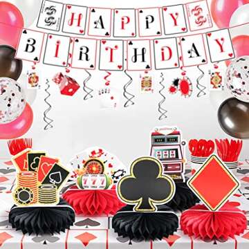 Vibrant Casino Theme 3D Honeycomb Centerpieces for Parties