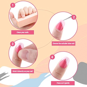 240 Pieces Cute Press on False Nails for Kids