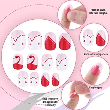 240 Pieces Cute Press on False Nails for Kids