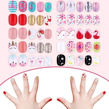 240 Pieces Cute Press on False Nails for Kids