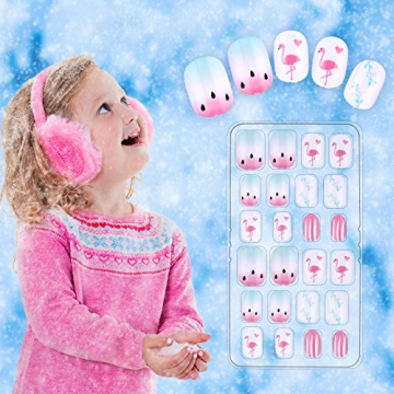 240 Pieces Cute Press on False Nails for Kids