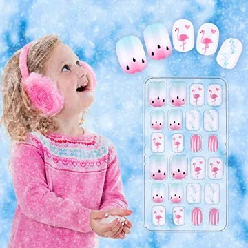 240 Pieces Cute Press on False Nails for Kids