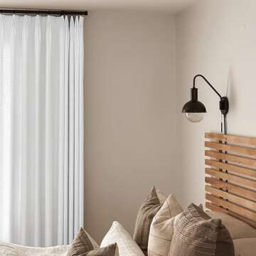 TWOPAGES 50 W x 84 L Triple Tailor Pleated Curtain, Privacy Protection Polyester Linen Unlined Windo...