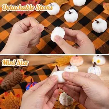 DomeStar 36PCS Mini White Pumpkins for Fall Decor