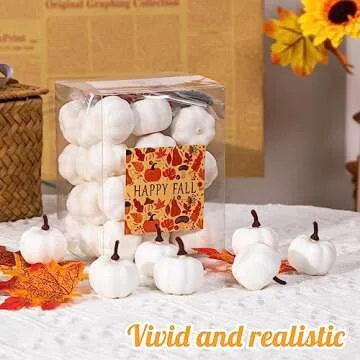 DomeStar 36PCS Mini White Pumpkins for Fall Decor
