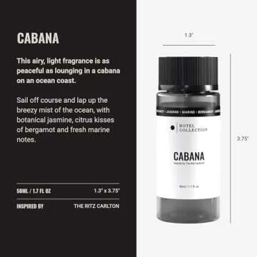 Aroma360 Hotel Collection Diffuser Oil-Cabana-Aromatherapy Essential Fragrance-Luxury Hotel Inspired-Botanical Jasmine, Bergamot & Fresh Marine Notes-50ML 1.7 Fl oz