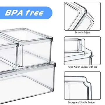 MDHAND Fridge Organizer Set - Durable & Stackable Bins