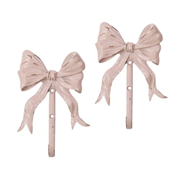 BOOMLATU Pink Bow Decorative Wall Hooks for Stylish Organization