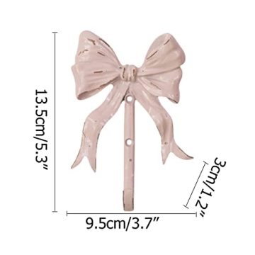 BOOMLATU Pink Bow Decorative Wall Hooks for Stylish Organization