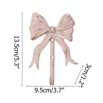 BOOMLATU Pink Bow Decorative Wall Hooks for Stylish Organization