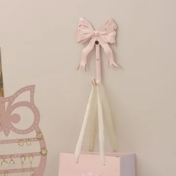 BOOMLATU Pink Bow Decorative Wall Hooks for Stylish Organization