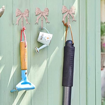 BOOMLATU Pink Bow Decorative Wall Hooks for Stylish Organization