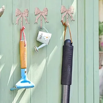 BOOMLATU Pink Bow Decorative Wall Hooks for Stylish Organization