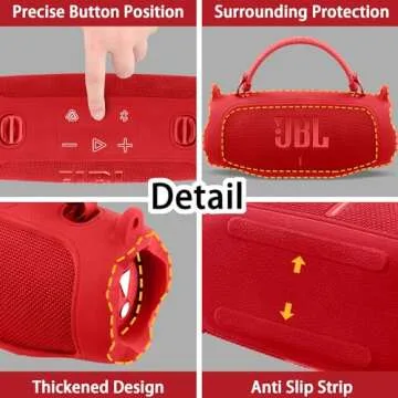 Aenllosi for JBL Charge 6 Wireless Bluetooth Speaker Silicone Cover Case with Adjustable Shoulder St...