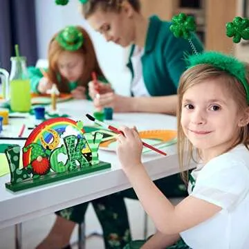 3 Pieces St. Patrick's Day Table Decoration Shamrock Sign Table Centerpiece Leprechaun Decoration Wo...