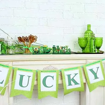 3 Pieces St. Patrick's Day Table Decoration Shamrock Sign Table Centerpiece Leprechaun Decoration Wooden Irish Themed Decors for St. Patrick's Day Holiday Dinner Coffee Tier Tray, 7.87 x 4.72 inch