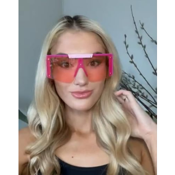 FEISEDY Women's Trendy Pink Flat Top Shield Sunglasses