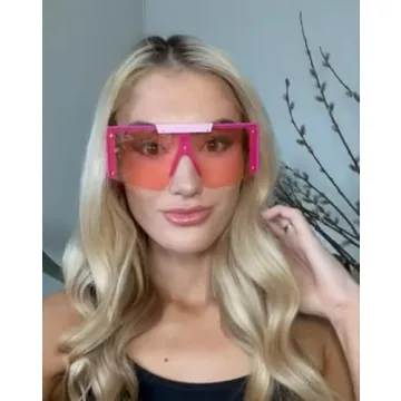 FEISEDY Women's Trendy Pink Flat Top Shield Sunglasses