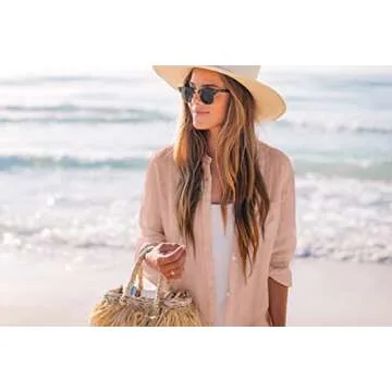 Zoye Chen Women's Stylish Bikini Cover Up Blouse in Pink