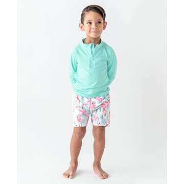 RUGGEDBUTTS Boys UPF50+ Sun Protection Animal Swim Trunks - Pink/White, 2T