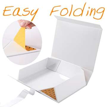 GREEN BEAN Large Gift Box with Lid for Presents 13x9.7x3.4 Inches, White Magnetic Gift Box with Ribbon, Bridesmaid Proposal Box, Luxury Gift Box (Glossy White)